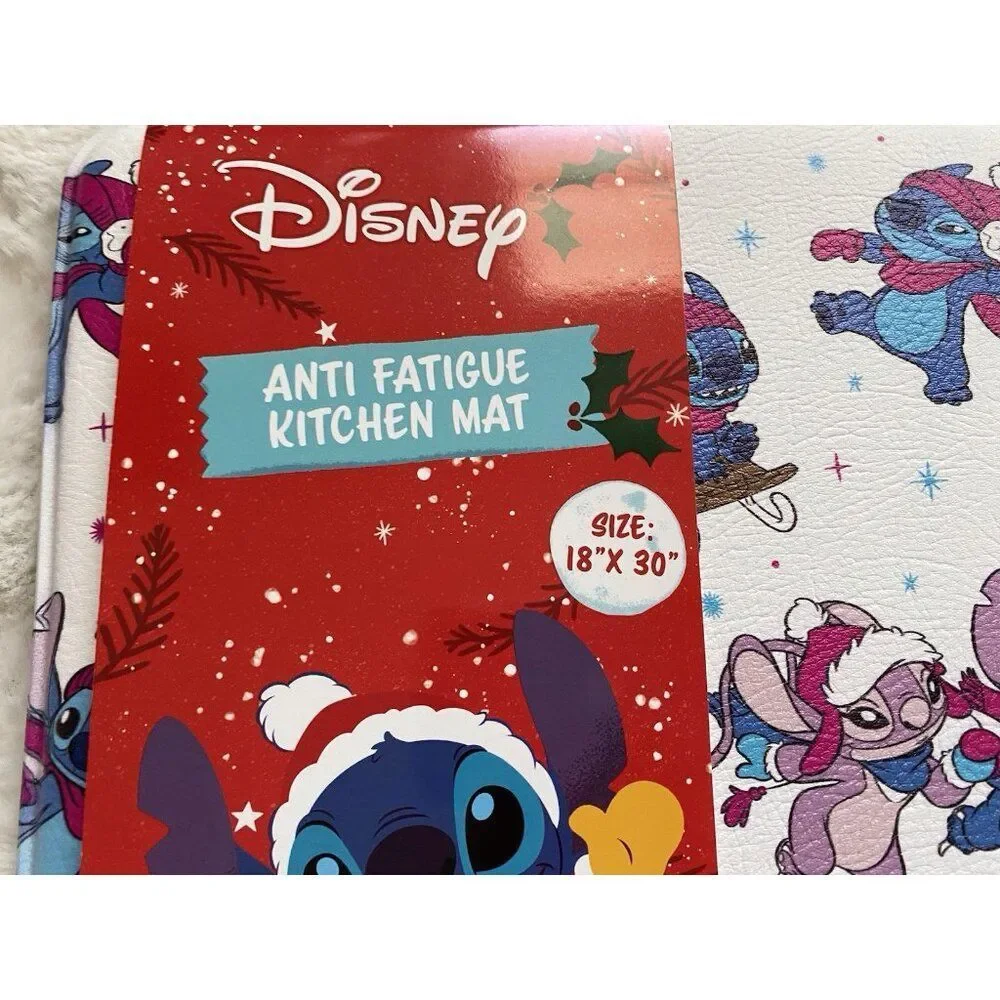 Disney Stitch & Angel Anti Fatigue Kitchen Mat 18 X 30”‎ Christmas Snow Sled NEW